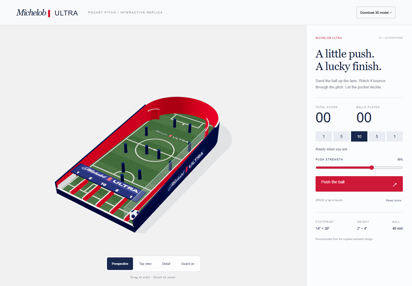 Branded tabletop Pocket Pitch with pegs and score pockets